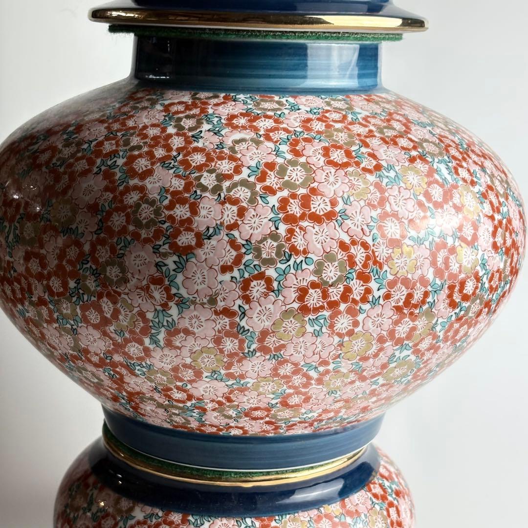 金龍窯 博山作 錦壺 有田焼 染錦 高さ約49cm 壺 飾壷 金彩