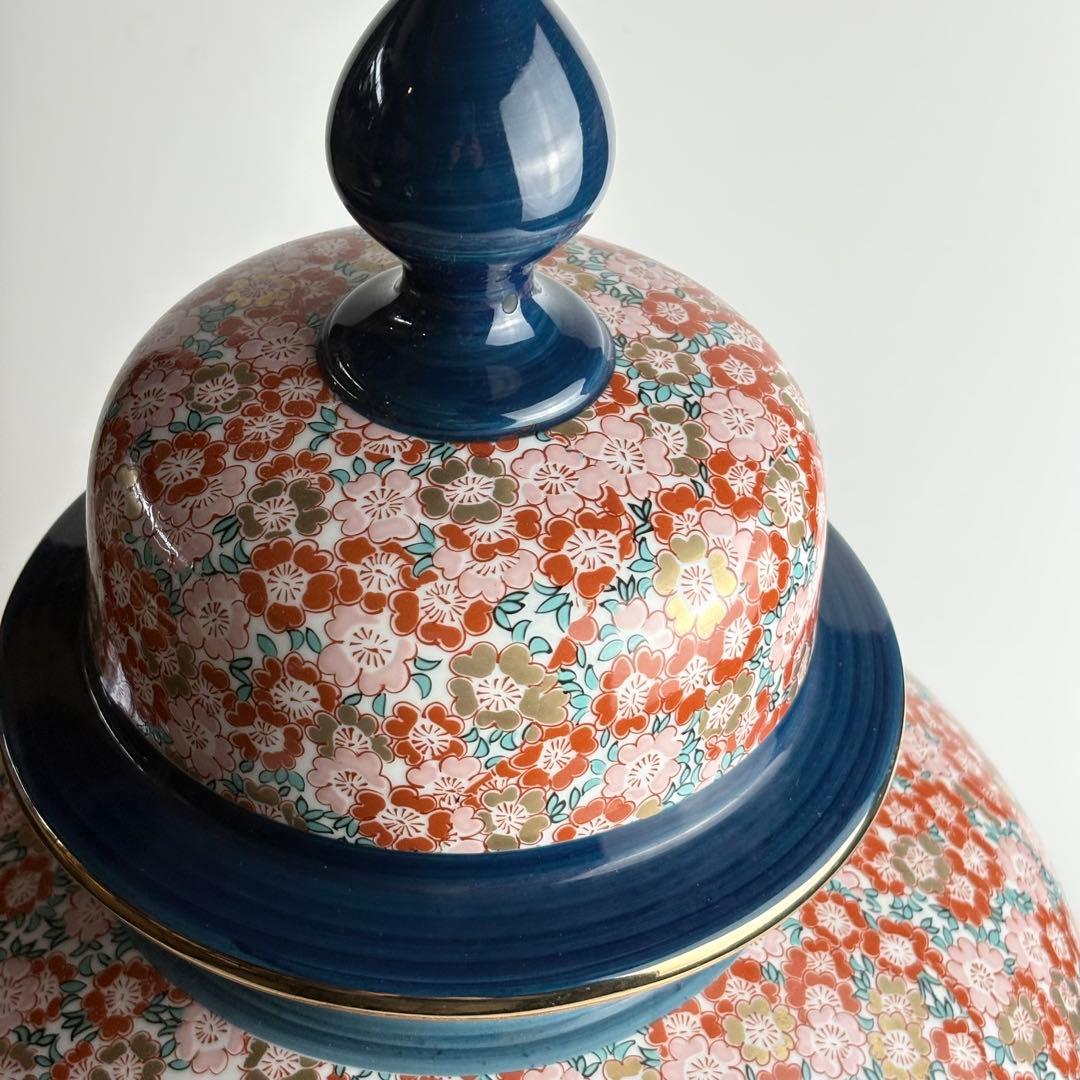 金龍窯 博山作 錦壺 有田焼 染錦 高さ約49cm 壺 飾壷 金彩