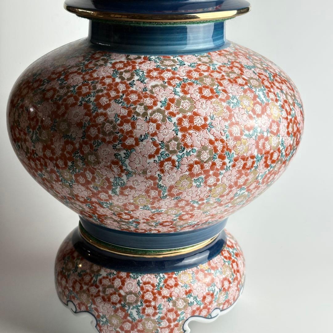 金龍窯 博山作 錦壺 有田焼 染錦 高さ約49cm 壺 飾壷 金彩