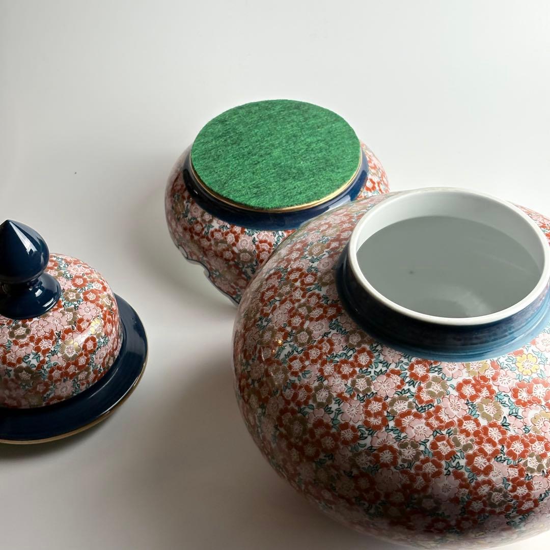 金龍窯 博山作 錦壺 有田焼 染錦 高さ約49cm 壺 飾壷 金彩