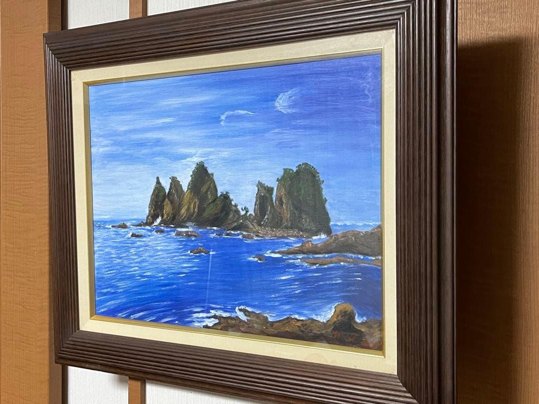 海景画 油彩 ダークブラウンフレーム F6