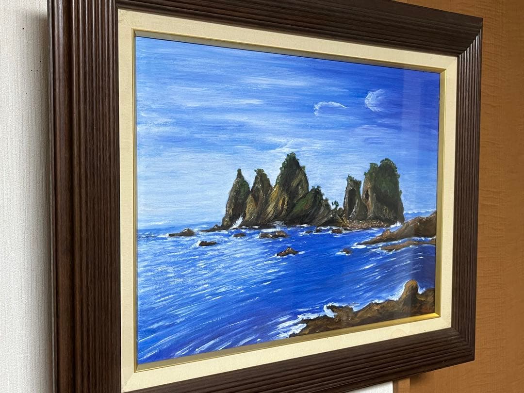 海景画 油彩 ダークブラウンフレーム F6