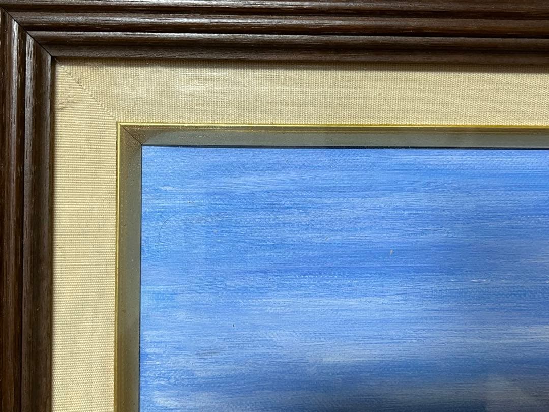海景画 油彩 ダークブラウンフレーム F6