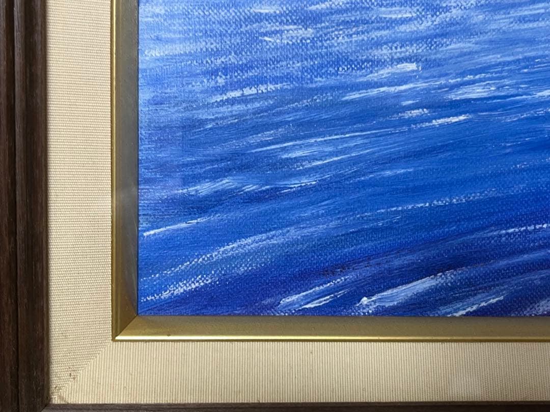 海景画 油彩 ダークブラウンフレーム F6