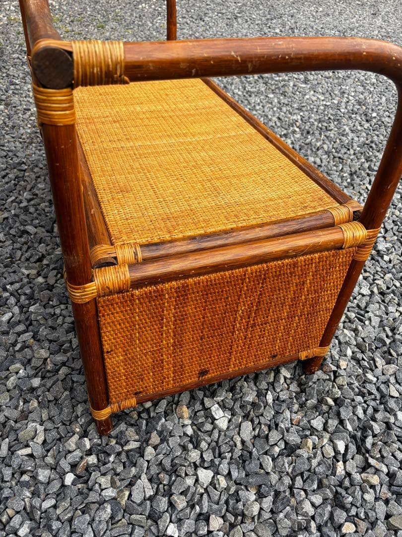 昭和レトロ ラタン ベンチチェスト 籐家具 収納 椅子 アンティーク