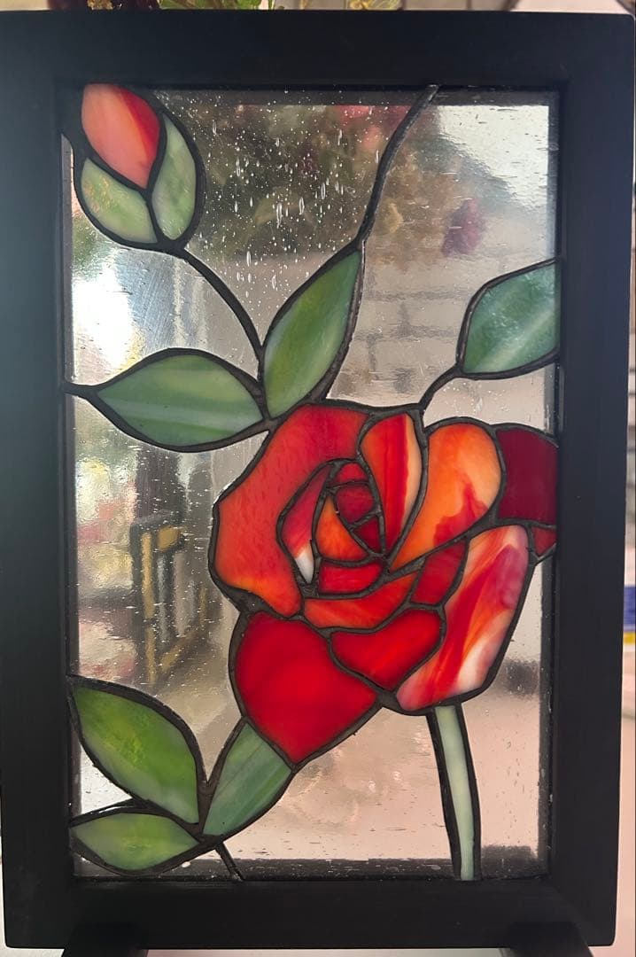 ステンドグラスパネル薔薇