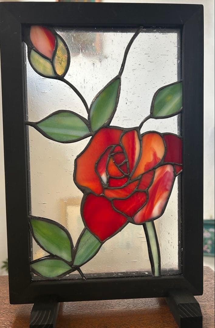 ステンドグラスパネル薔薇