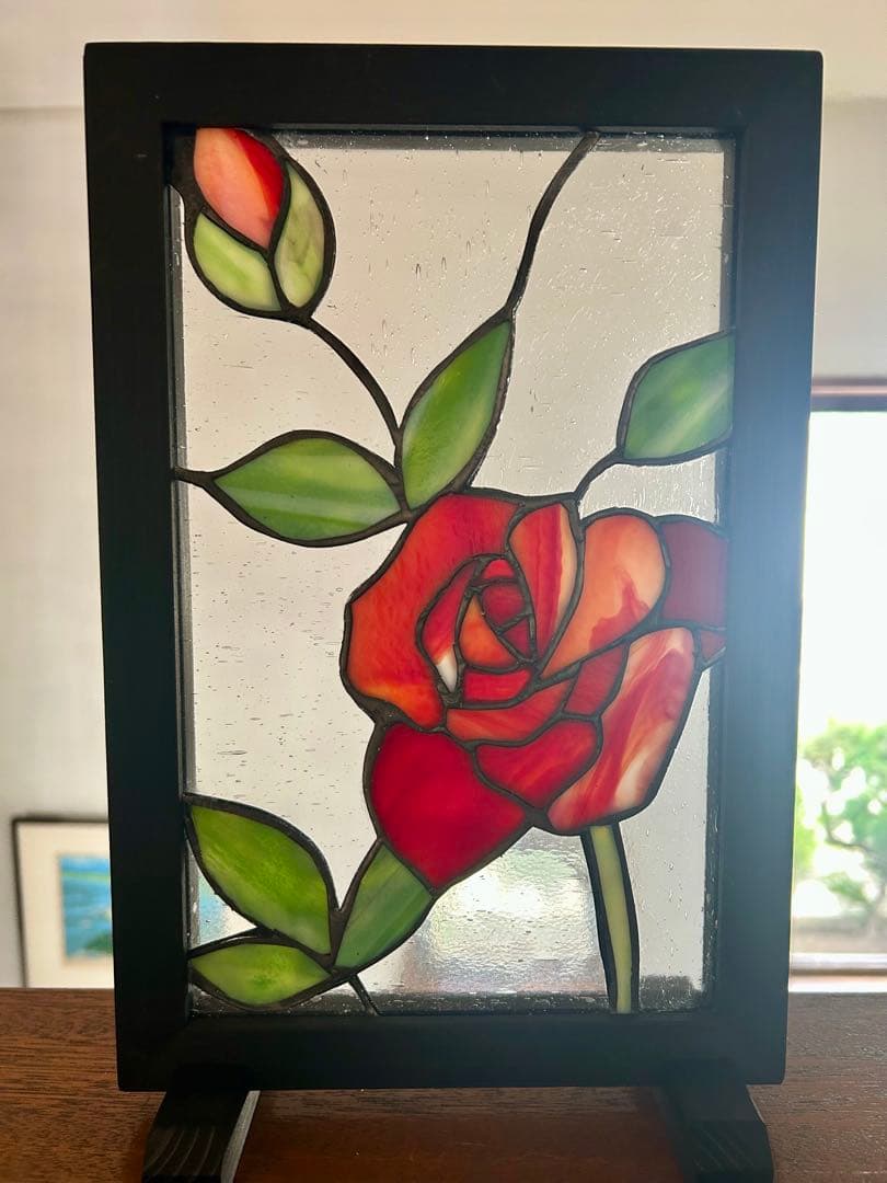 ステンドグラスパネル薔薇