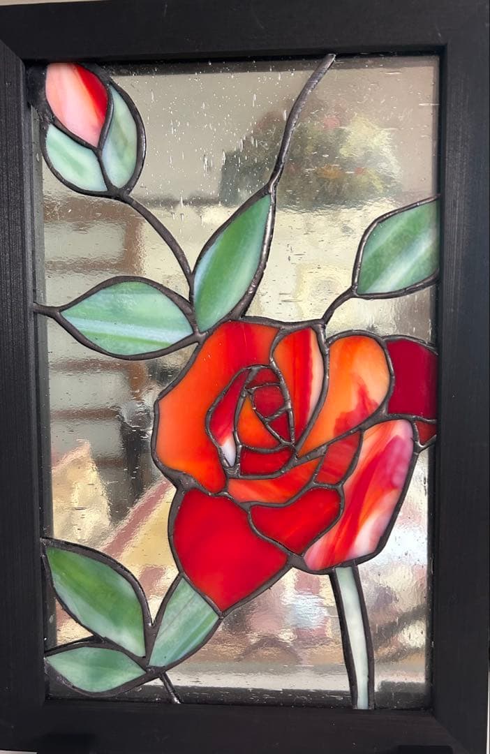 ステンドグラスパネル薔薇