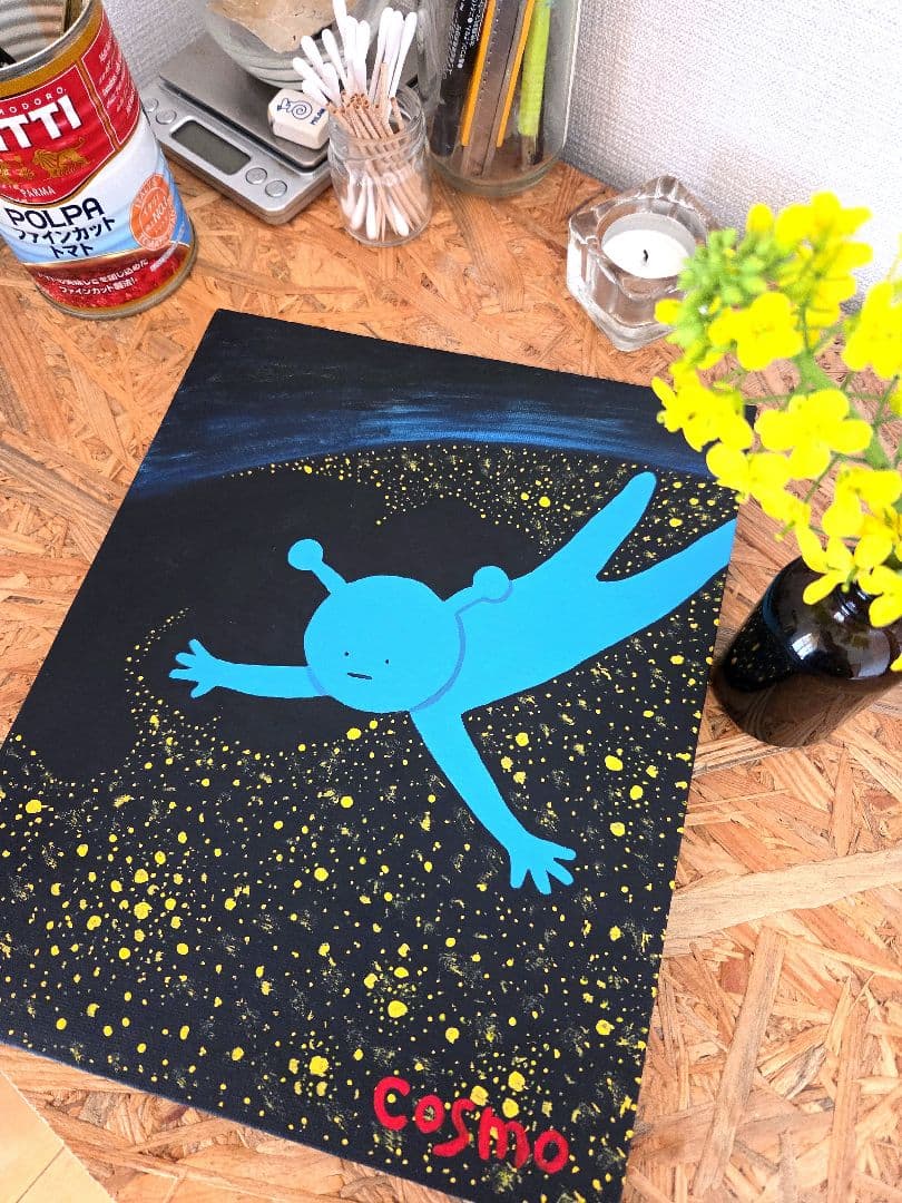 キラキラ　(アクリル画/キャンバス画/アート/絵画/宇宙人/惑星)