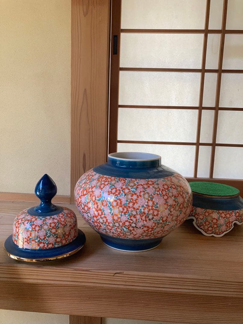 極美品/特大48cm有田焼 金龍窯 江口博山作 沈香壺 飾り壺 金彩 伝統工芸品