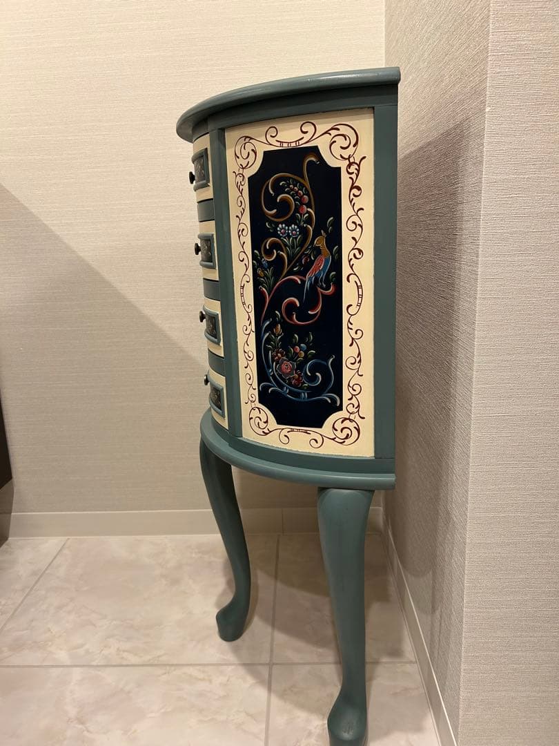 トールペイント：ヒンデローペン　４段チェスト