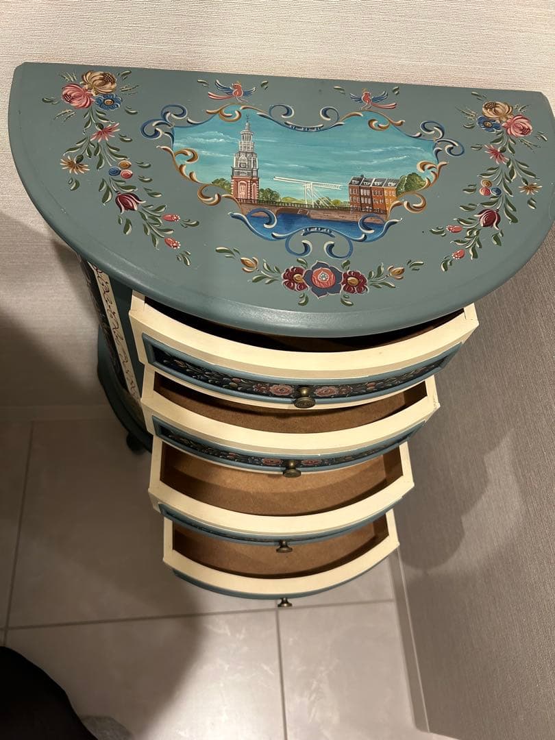 トールペイント：ヒンデローペン　４段チェスト