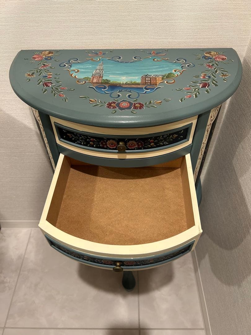 トールペイント：ヒンデローペン　４段チェスト