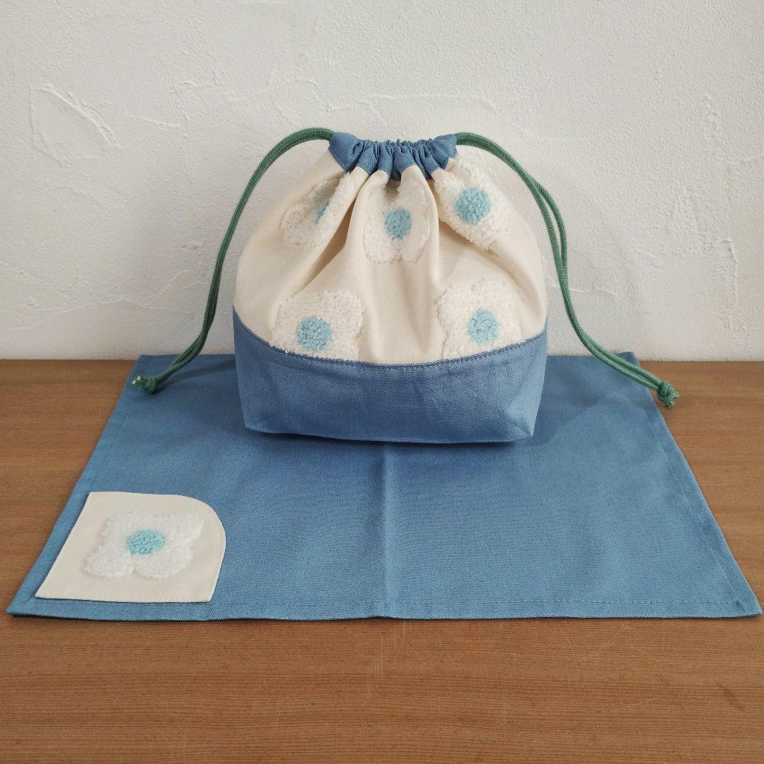 花柄　刺繍の入園セット　レッスンバッグ　上履き入れ　ランチセット