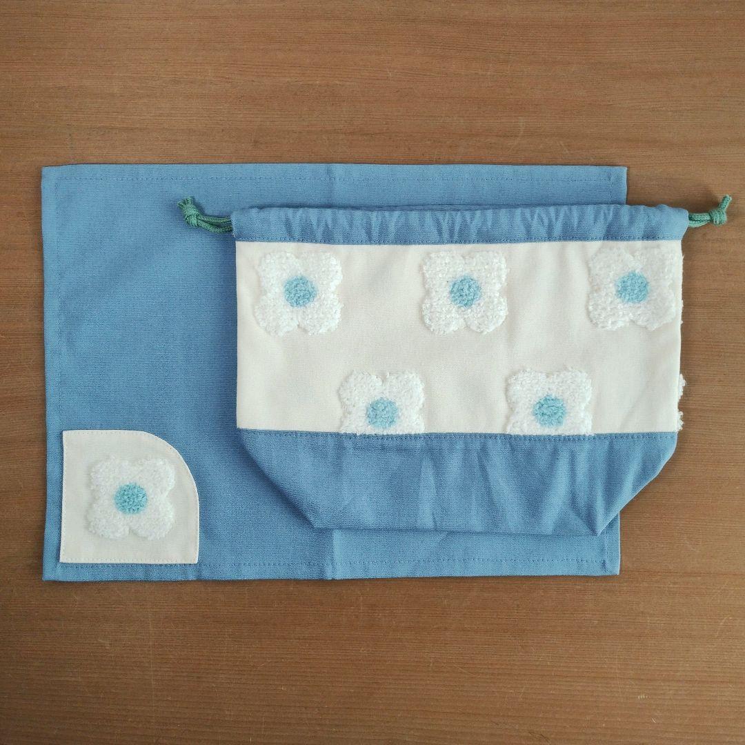 花柄　刺繍の入園セット　レッスンバッグ　上履き入れ　ランチセット