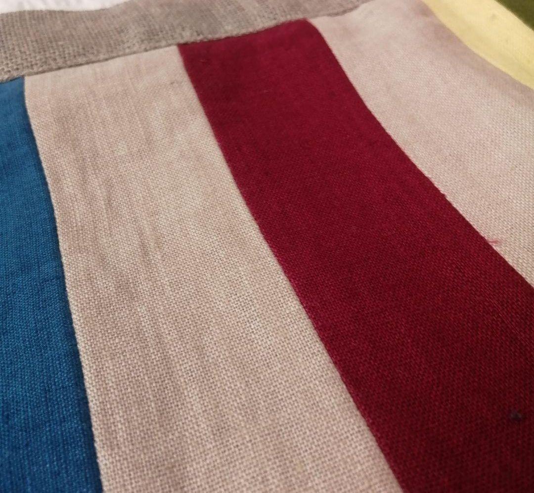 新品 リネンのカラフルラグ パッチワークマット 麻100% ポジャギデザイン◎