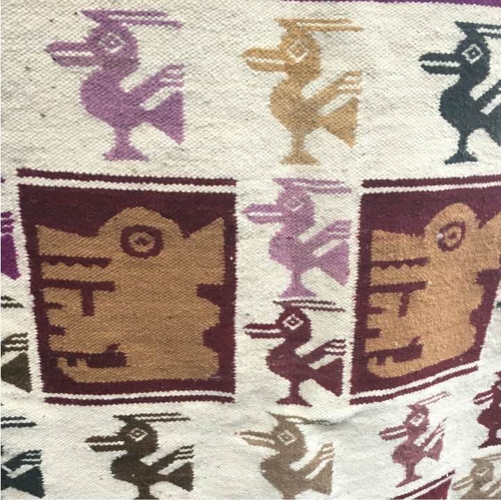 エクアドル産 タペストリー 鳥 ホワイト エスニック