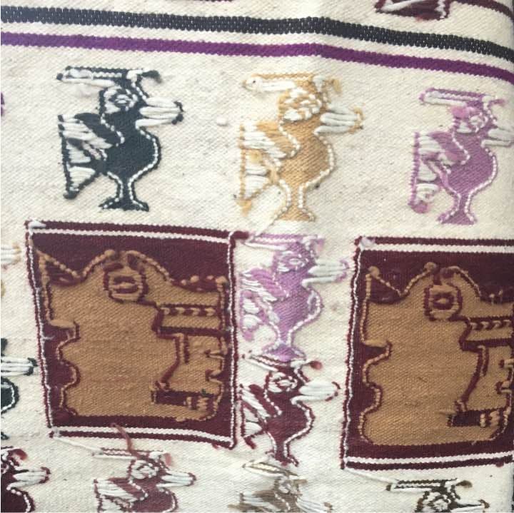 エクアドル産 タペストリー 鳥 ホワイト エスニック