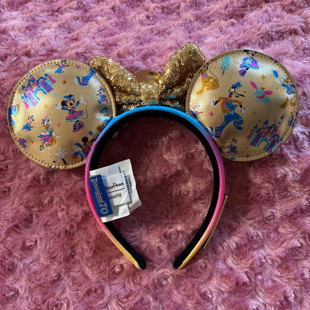 カリフォルニアディズニー アナハイム　70周年 カチューシャ 缶バッジ