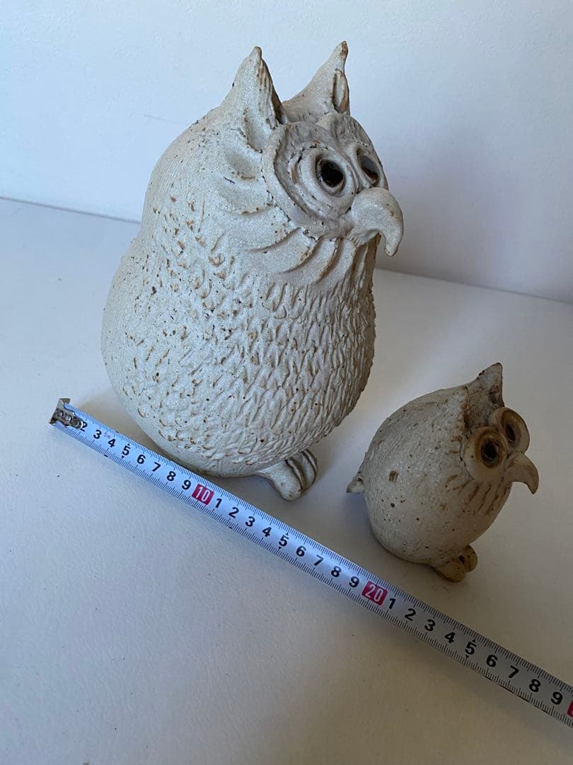 青芳 フクロウ　梟　置物　2つセット　陶器　森元青芳　砥部焼