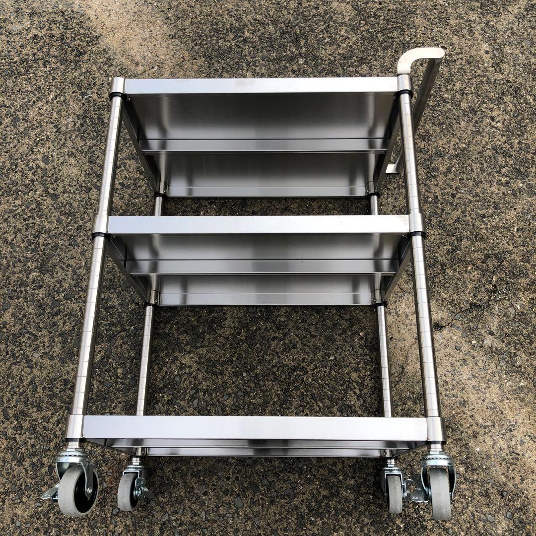 業務用調理台　作業スチール製3段メタルラック キャスター付き　組立式　錆に強い❣️