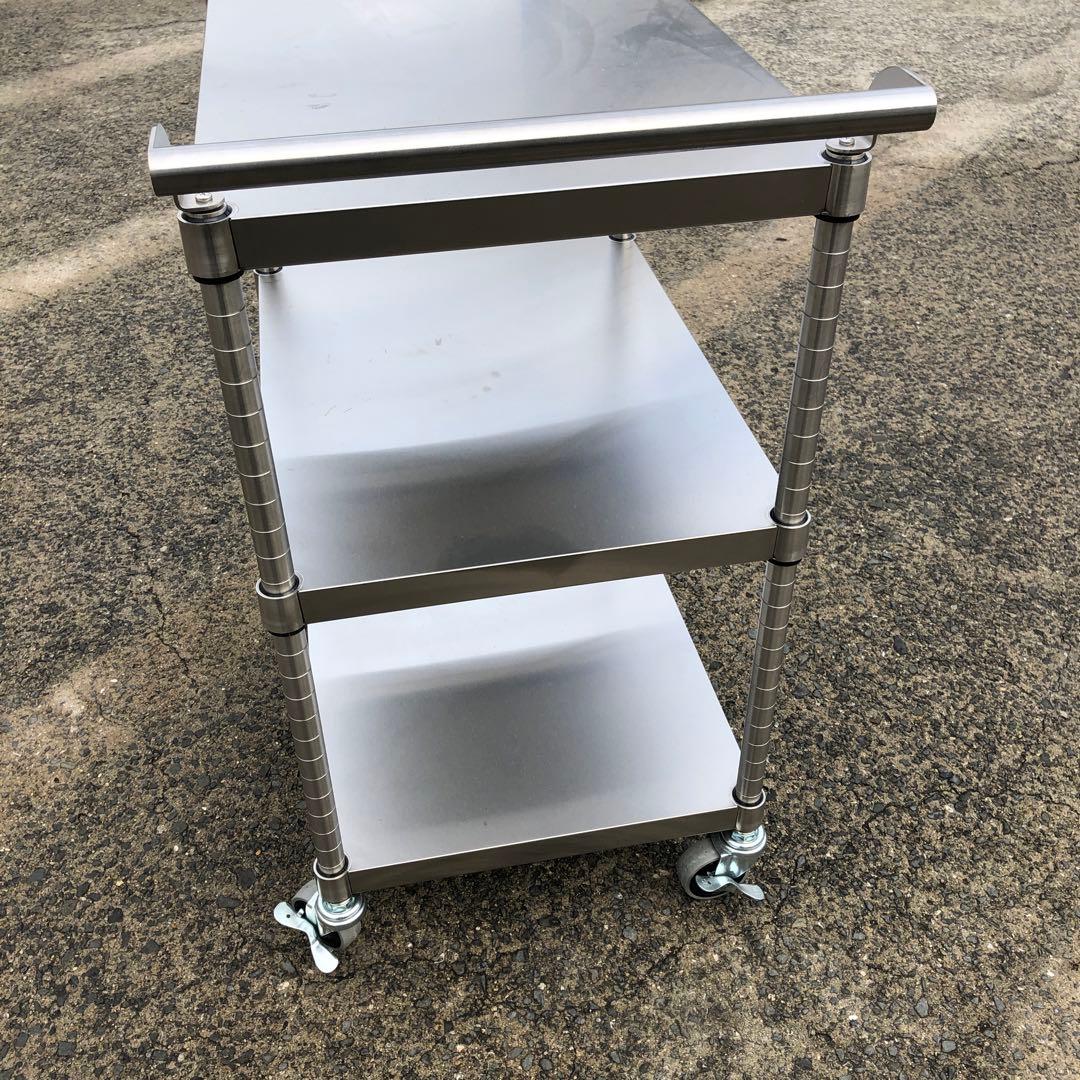 業務用調理台　作業スチール製3段メタルラック キャスター付き　組立式　錆に強い❣️