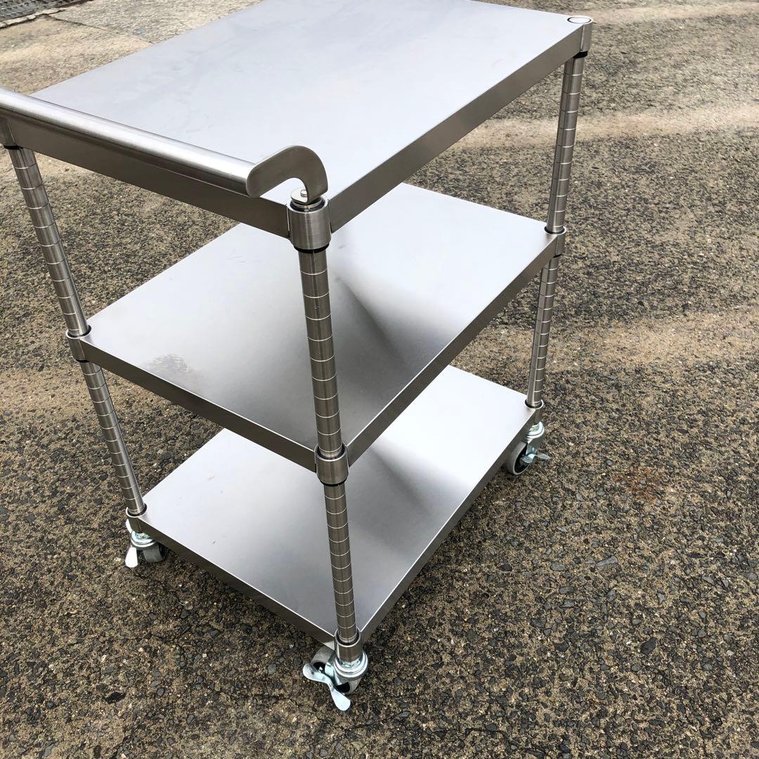 業務用調理台　作業スチール製3段メタルラック キャスター付き　組立式　錆に強い❣️