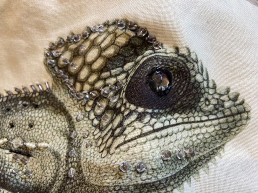 ほぼ新品　米国購入Pottery Barn　カメレオン　クッションカバー