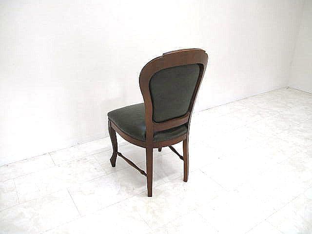 イタリア 本革張りクラシックチェア 象嵌 鋲打ち ダイニングチェア　サイドチェア