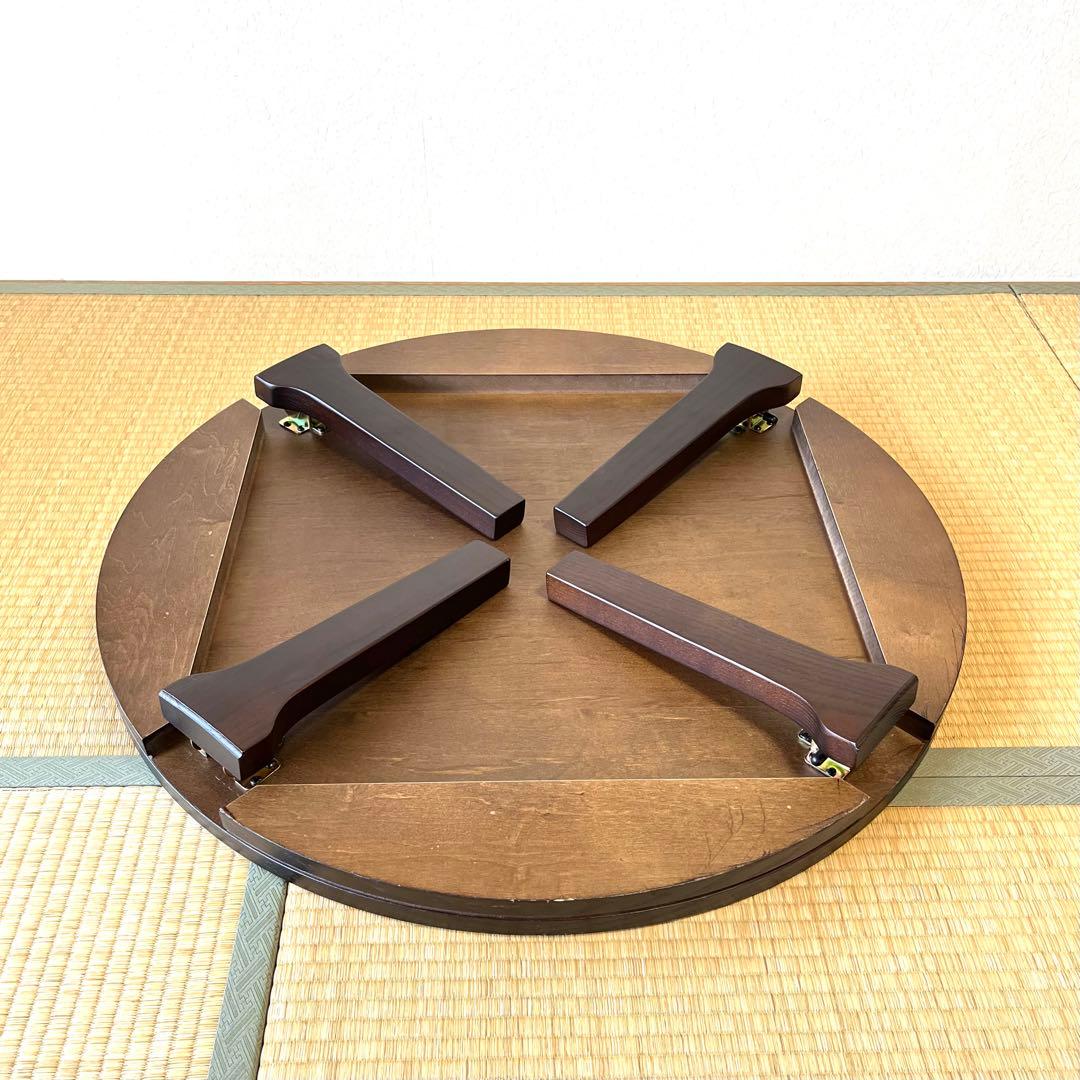 木製アンティーク 円形リビングテーブル ちゃぶ台（直径80cm 高さ35cm）