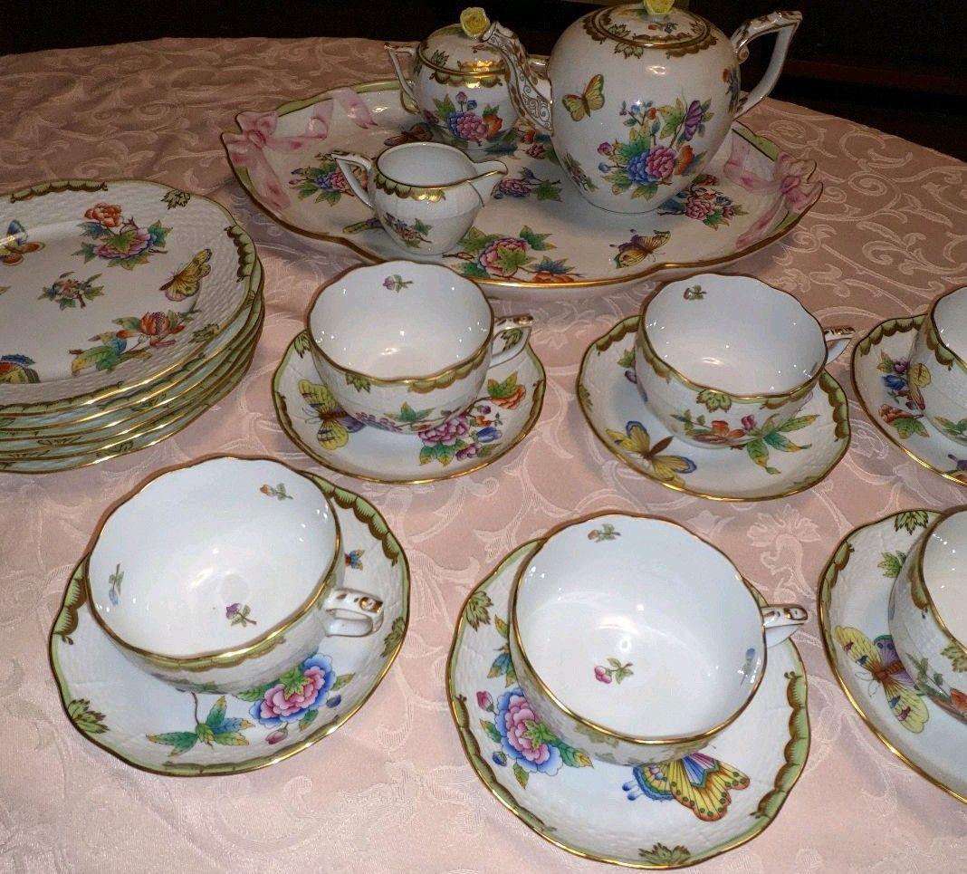 ヘレンド　最終価格貴重な6人用殆ど未使用　貴重なビクトリア　ブーケ　ティーセット