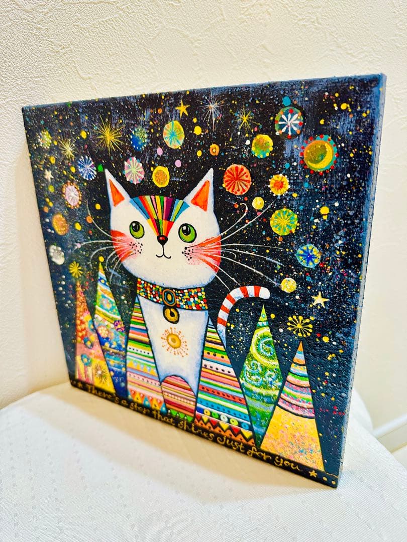 手描き ハンドメイド ポップアート 猫の絵画 【 ⭐︎君だけに輝く星がある⭐︎】