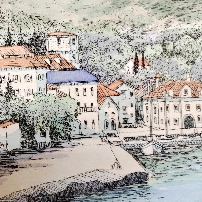 ☆織田義郎☆「Lakeside」銅版画+手彩 185/200