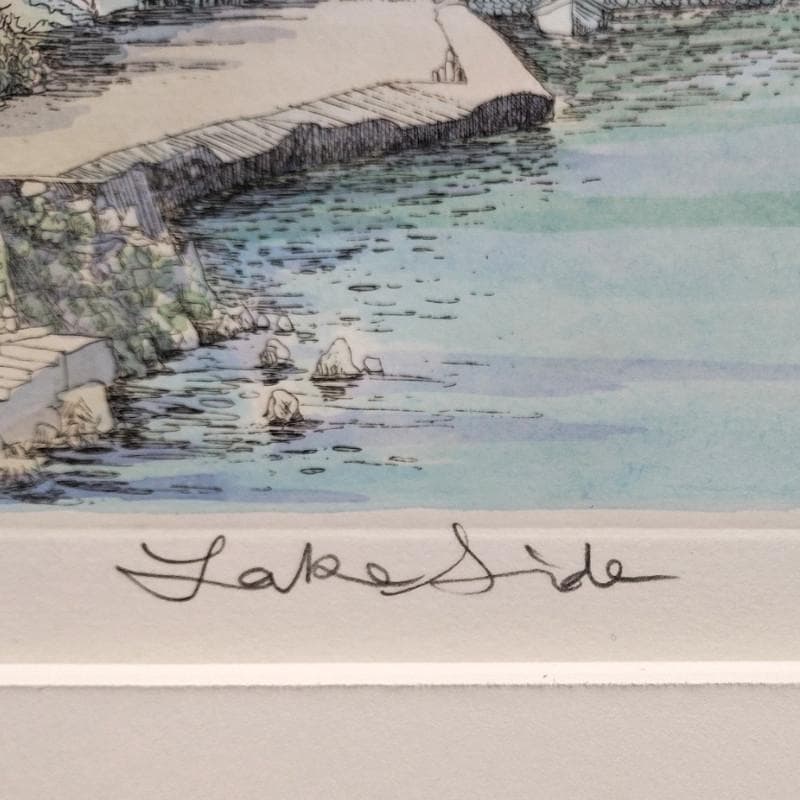 ☆織田義郎☆「Lakeside」銅版画+手彩 185/200