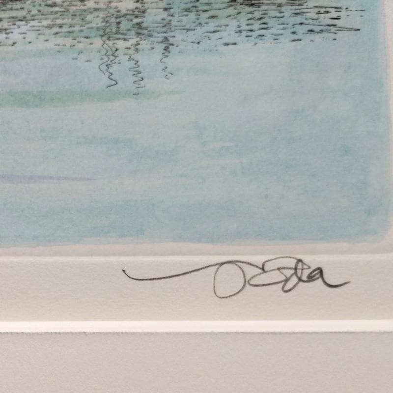 ☆織田義郎☆「Lakeside」銅版画+手彩 185/200