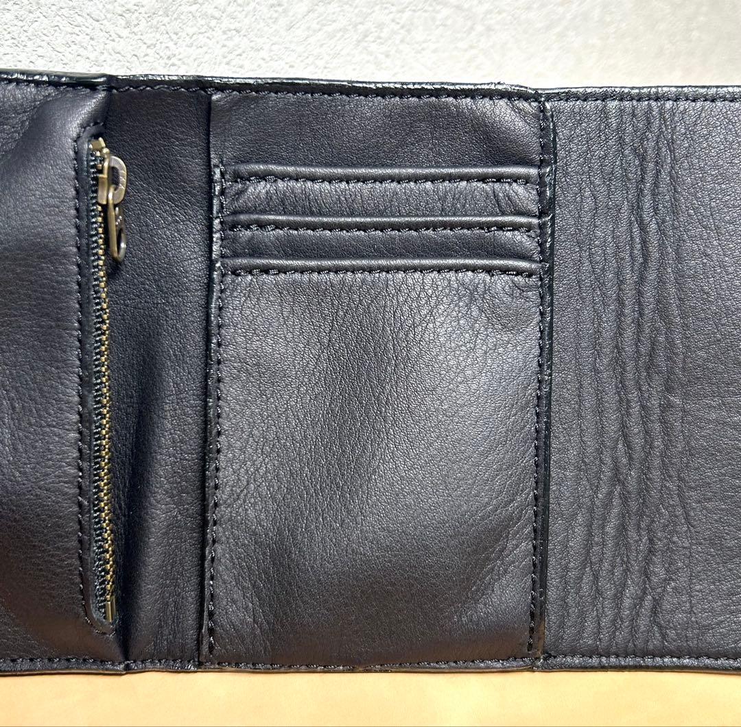 トラッカーウォレット　三つ折り財布　コンパクト財布　牛革　アメカジ　バイカー財布