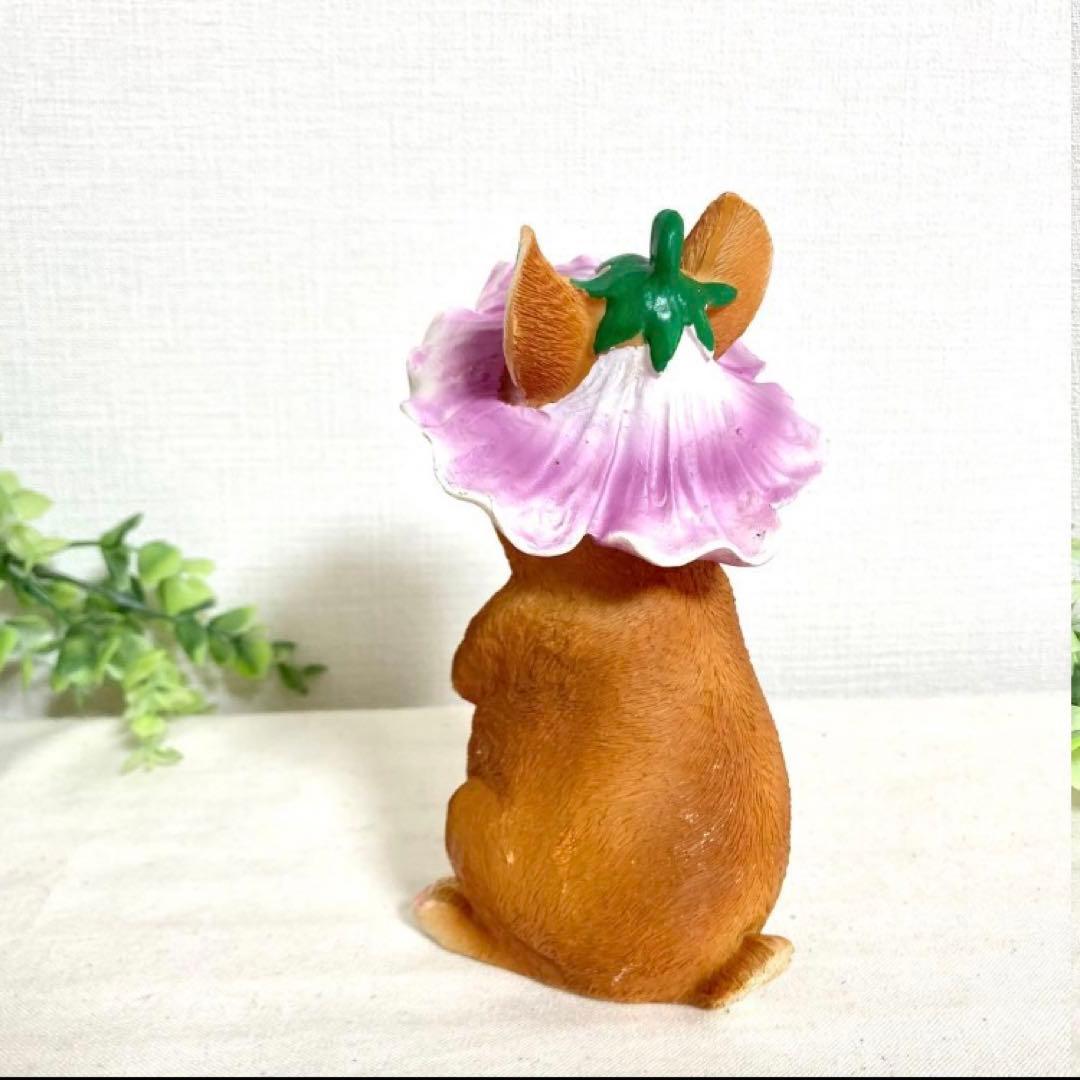 【新品】うさぎ3匹セット　ガーデン雑貨 オブジェ　お花、きのこ、スイカ
