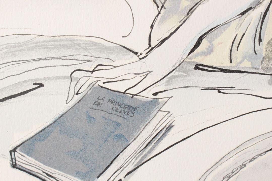 No4831 額装　サージ・マルジス　リトグラフ　「読書のひととき」　送料無料