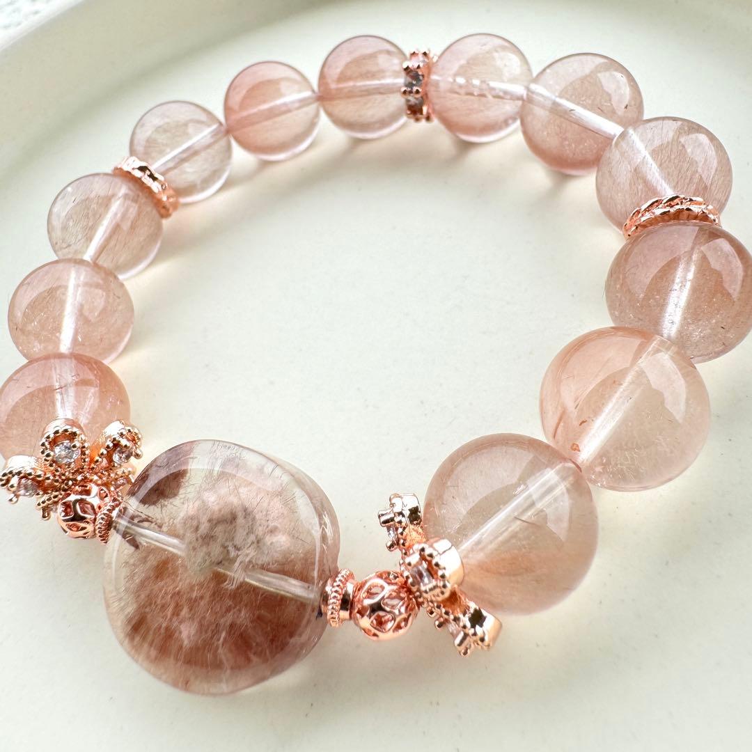 煮干しさま専用　一点物　天然石　ピンクサゲ　サゲニティック　もこもこ