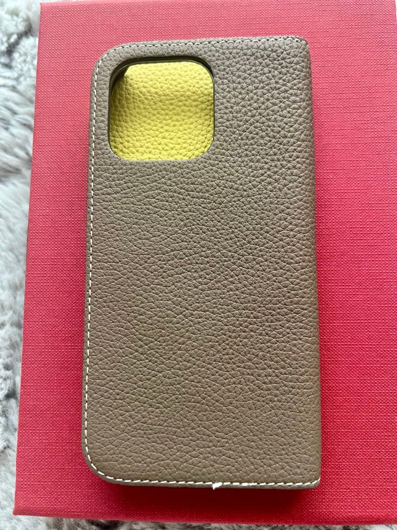 BONAVENTURA 手帳型iPhone13proケース エトープxイエロー