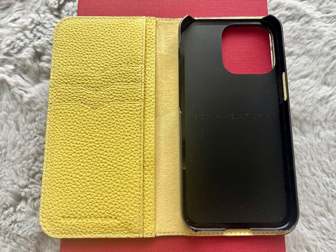 BONAVENTURA 手帳型iPhone13proケース エトープxイエロー