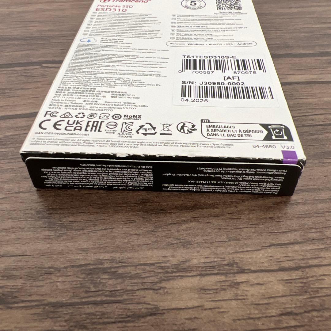 261484 トランセンド ポータブルSSD 1TB 最大1050 MB/s