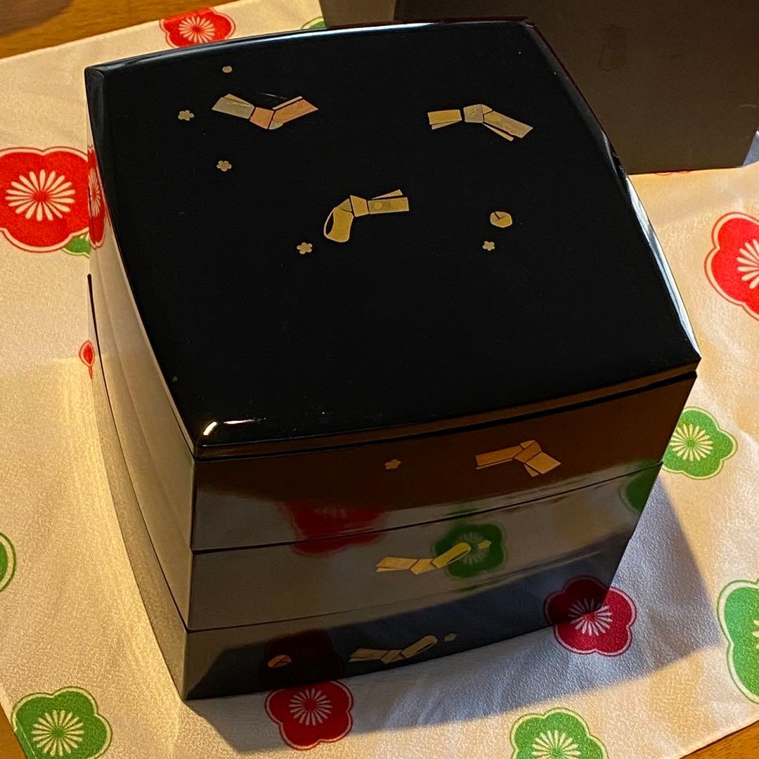 （箱あり）6.5寸 三段重箱 花むすび 合成漆器 ウレタン塗装