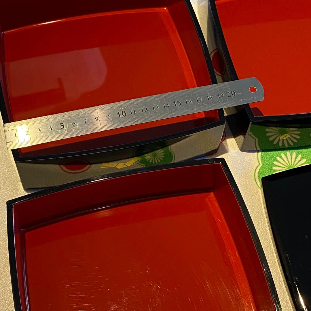 （箱あり）6.5寸 三段重箱 花むすび 合成漆器 ウレタン塗装