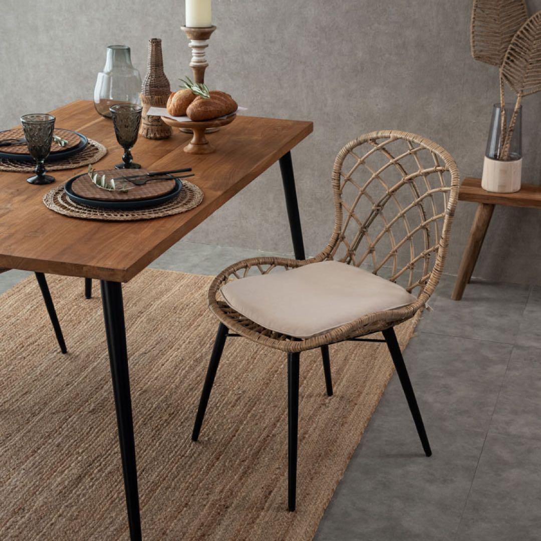 チェア SANTA MONICA ダイニングチェア　ラタン　スチール　籐