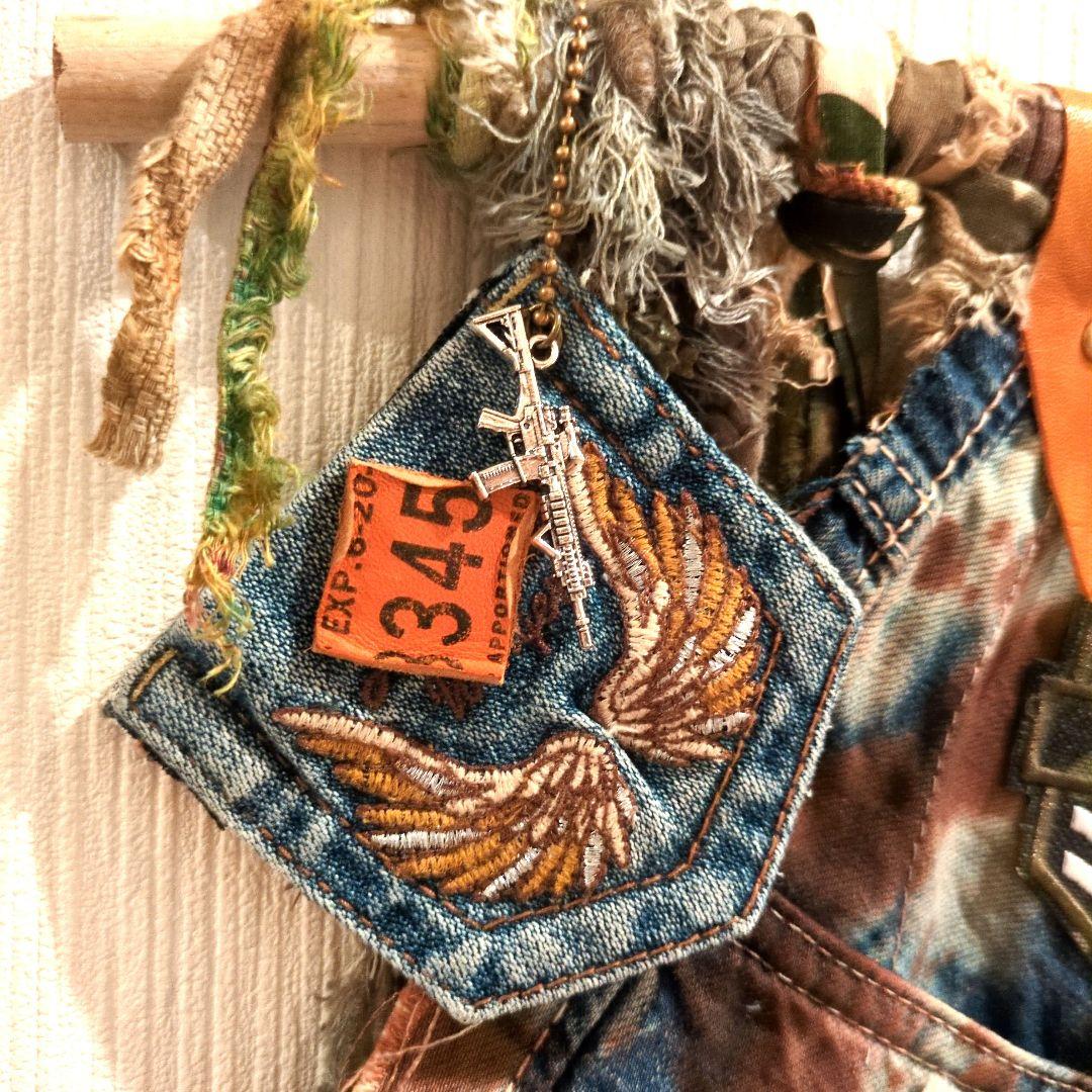 ［SALE］デニムリメイク☆手染めポケット✨Military☆★男前タペストリー