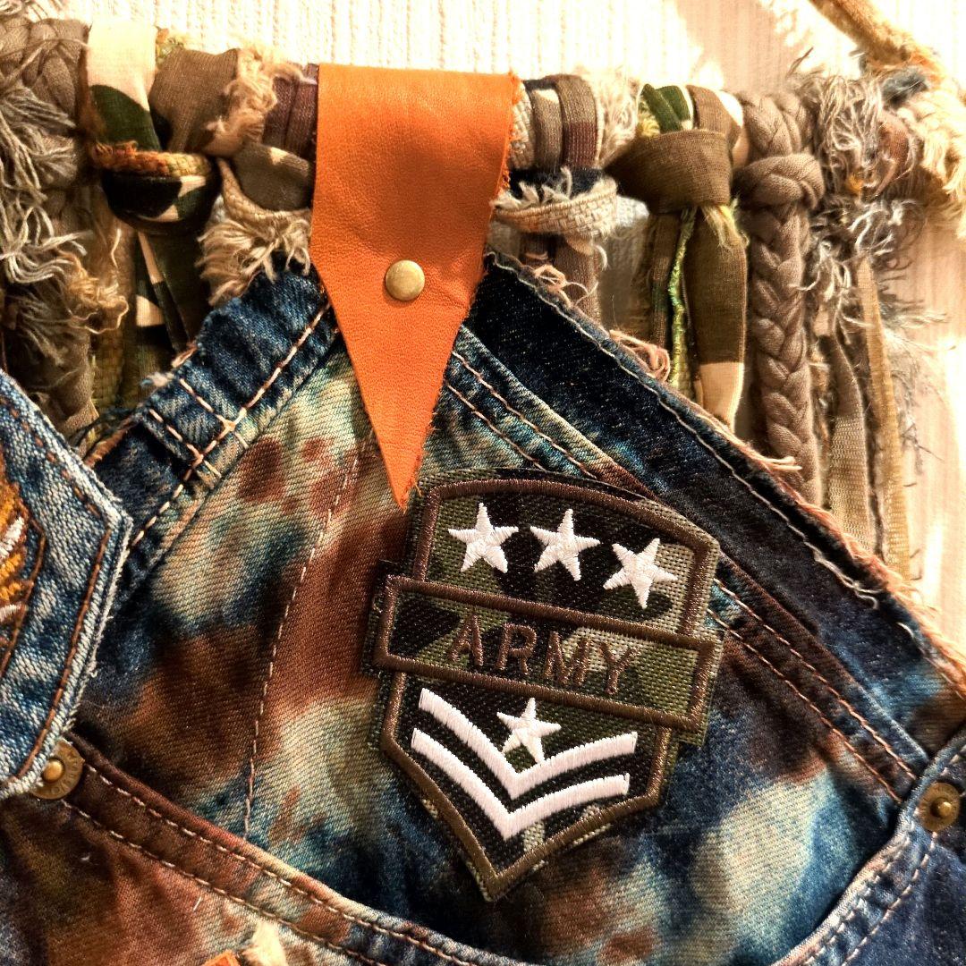 ［SALE］デニムリメイク☆手染めポケット✨Military☆★男前タペストリー