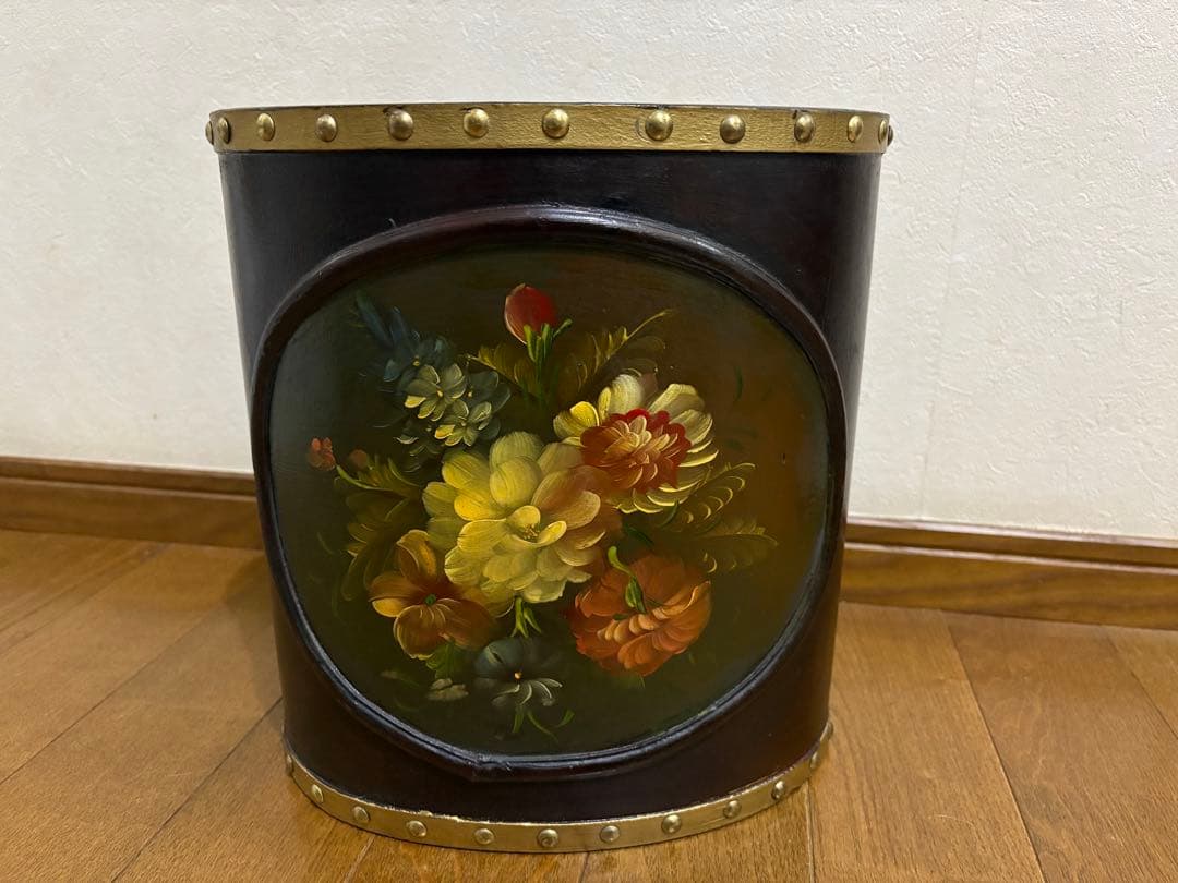 トールペイント木製(ゴミ箱、雑誌入れ等) 未使用品大小セット！