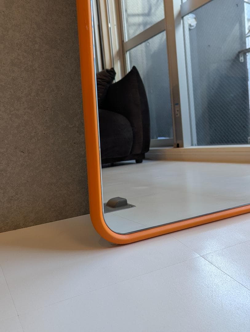 全身 ミラー オレンジ フレーム 自立式 フロア 鏡